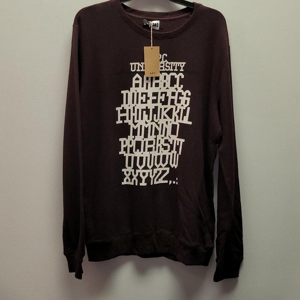 A.P.C. Burgandy Pull over Sweater Sweatshirt - Picture 2 of 7